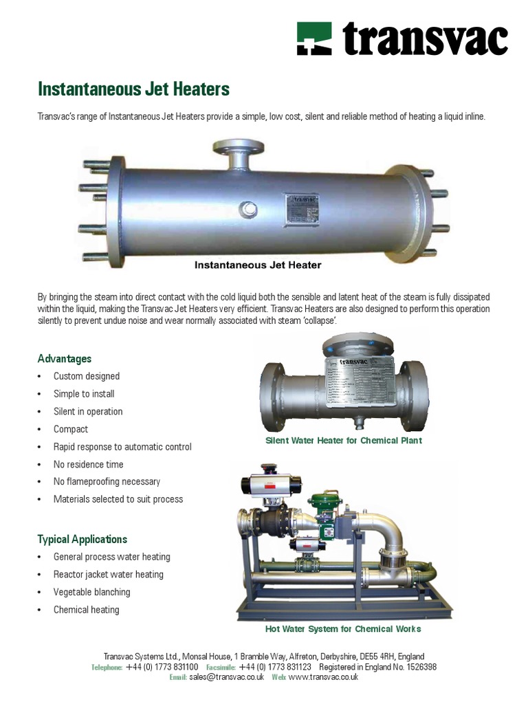 Instantaneous Jet Heaters PDF Water Heating Energy Technology