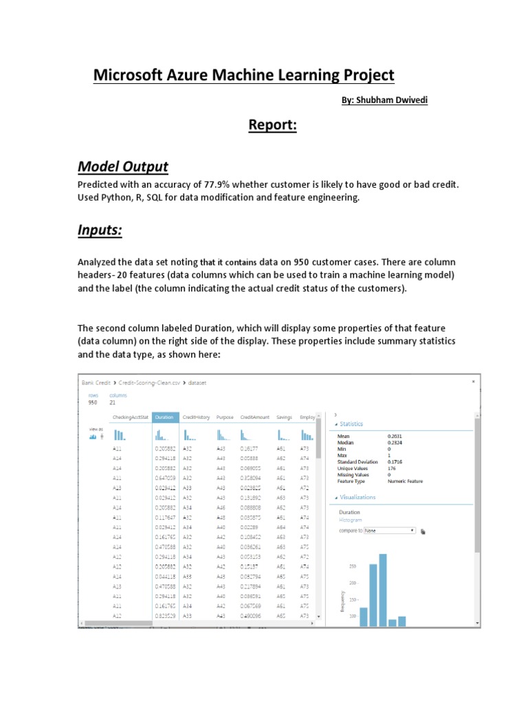 Microsoft Azure Machine Learning Project To Predict Likelihood of Good ...