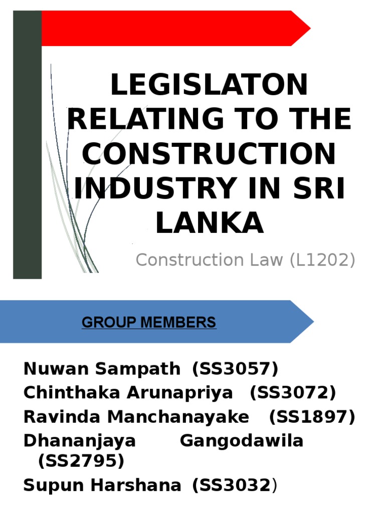Legislation Related To The Construction Industry in Sri Lanka PDF