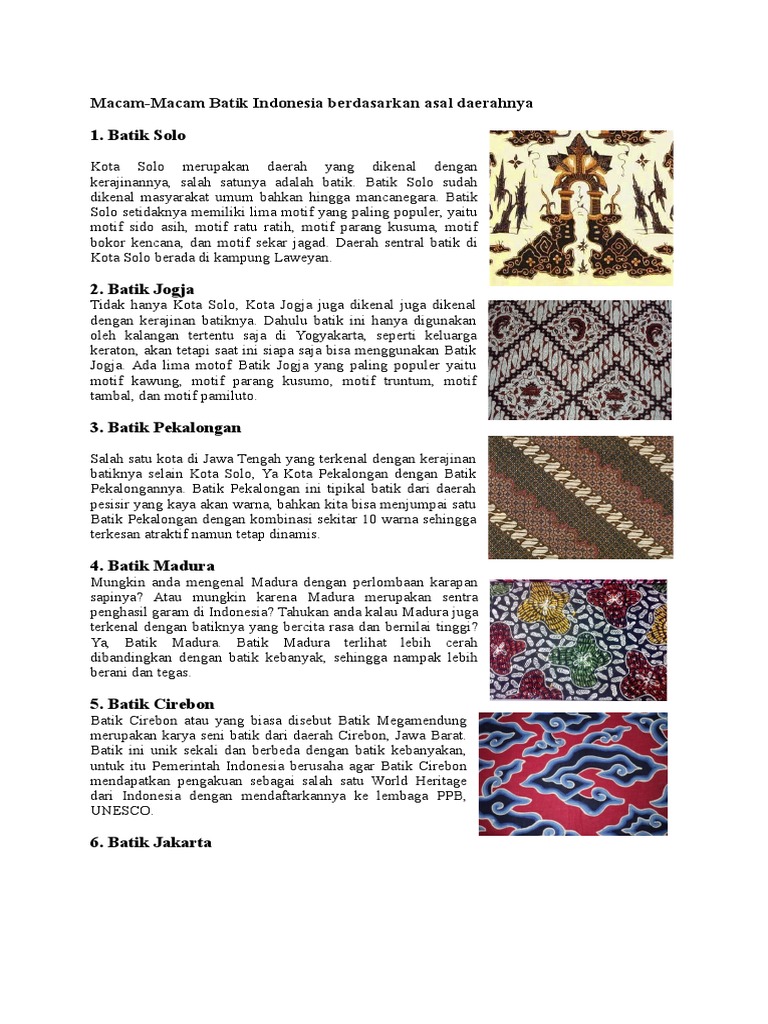 252587395 Macam Macam Motif Batik Indonesia Beserta  Daerah  