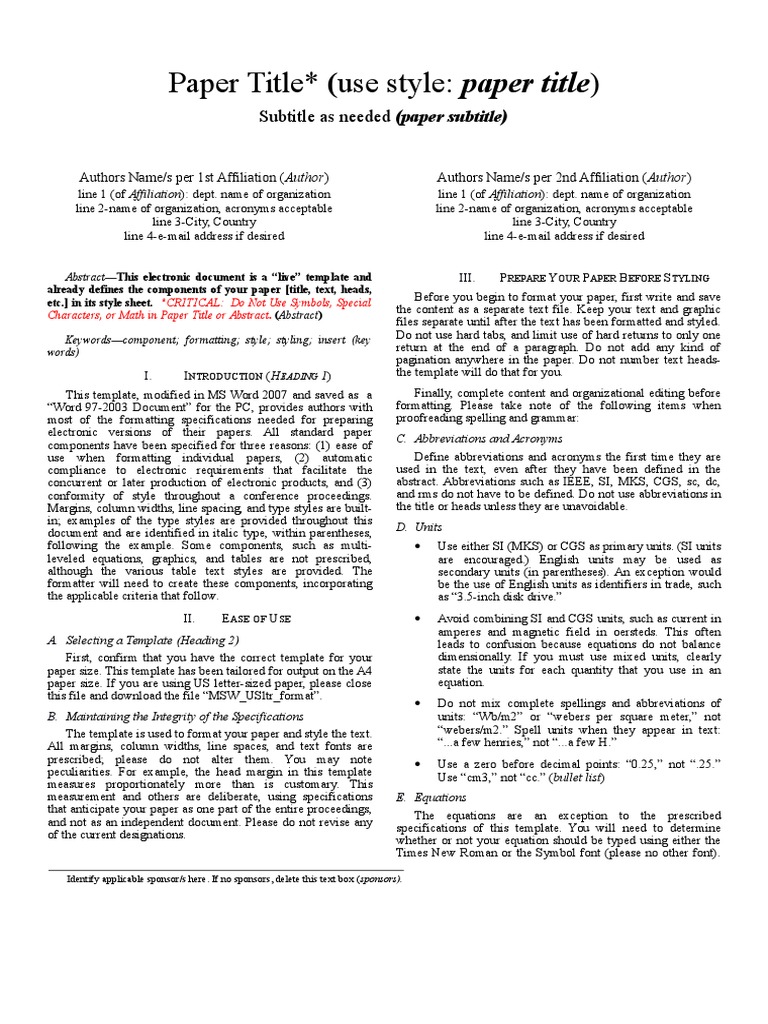 Paper IEEE Format | PDF | Citation | Bracket