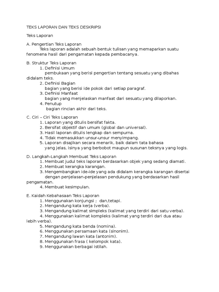 Apa Perbedaan Teks Laporan Dan Teks Deskripsi