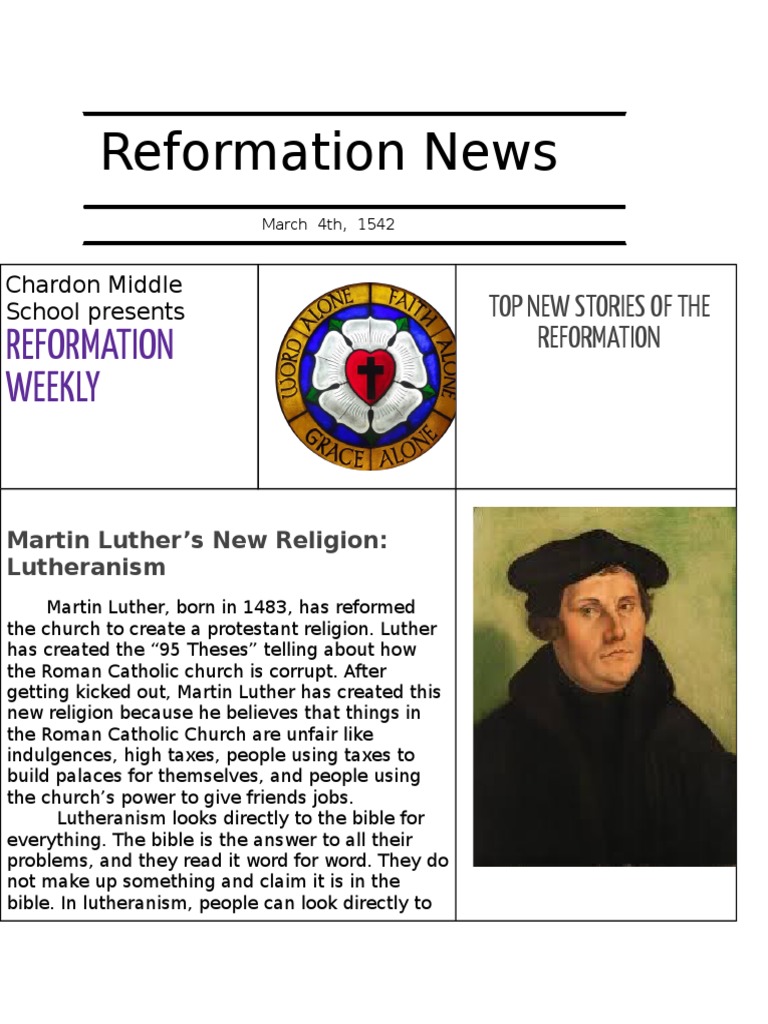 Reformation Weekly for Students | PDF | Martin Luther | Lutheranism