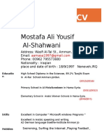 Mostafa Ali Yousif Al-Shahwani: Address: Wasfi Al-Tal ST., Amman, Jordan Email: Phone: 00962 795573680
