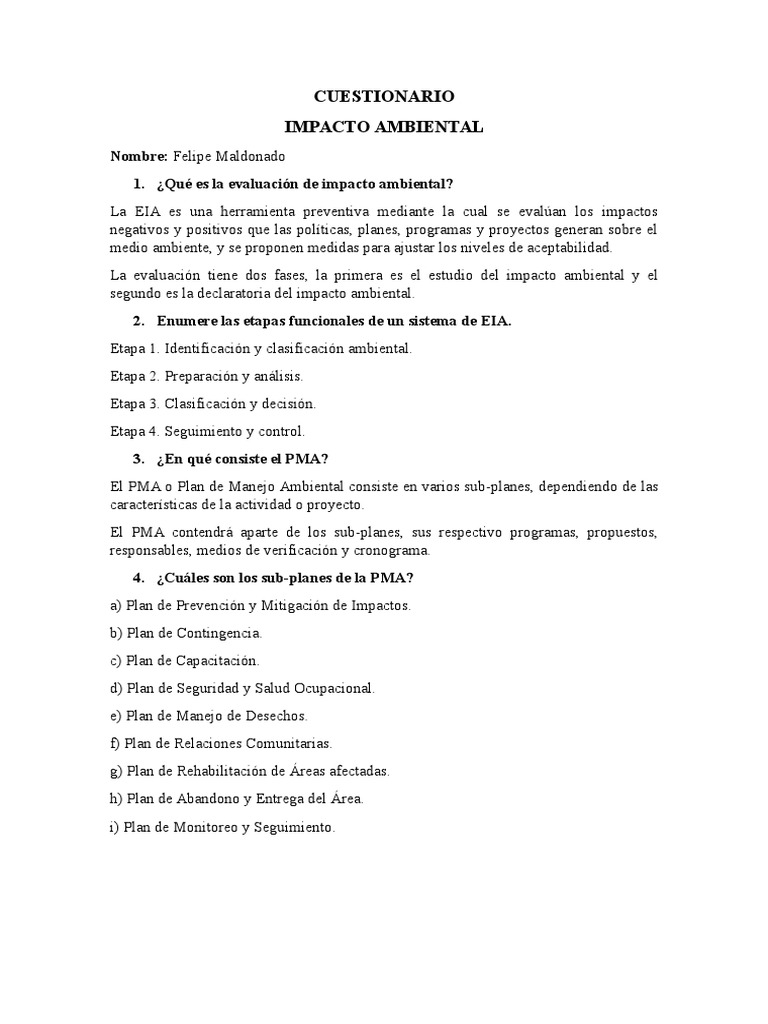 CUESTIONARIO | PDF | Entorno natural | Naturaleza