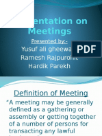 Presentation On Meetings: Presented By