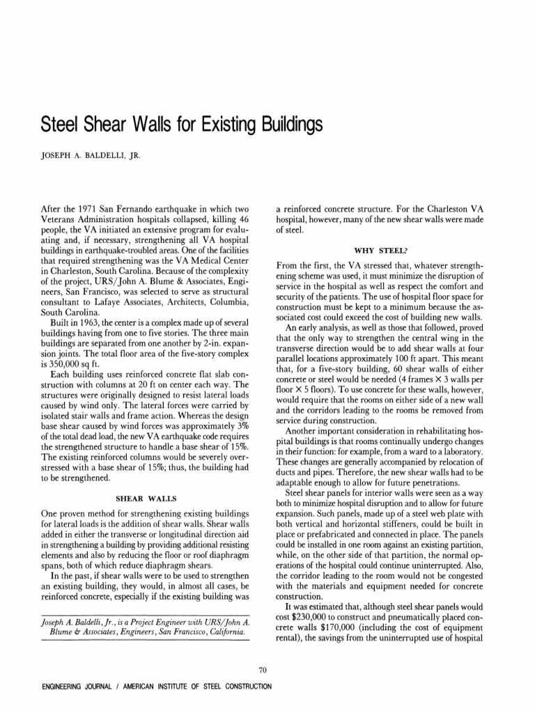 Steel Shear Walls For Existing Buildings | PDF | Wall | Truss