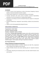 10+ Years Financial Analyst Kiran Kumar's Resume Summary