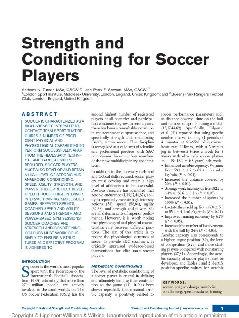 Strength and Conditioning For Soccer Players. PDF Strength Training