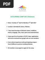 Cats Spring Camp 2017 Information