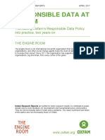 Responsible Data at Oxfam: Translating Oxfam's Responsible Data Policy Into Practice, Two Years On