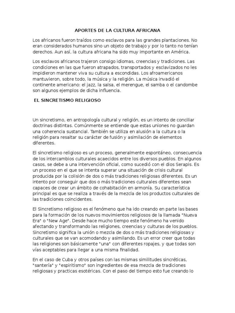Aportes de La Cultura Africana | PDF