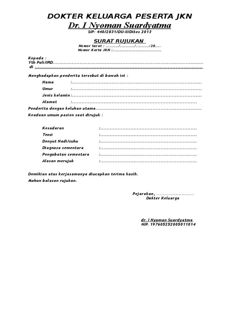 Surat Rujukan dan Keterangan Medis JKN | PDF