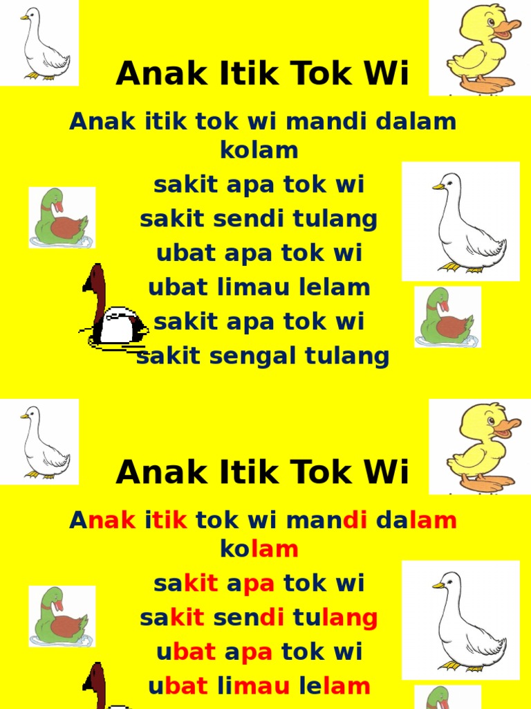 Anak Itik Tok Wi Lirik Pdf