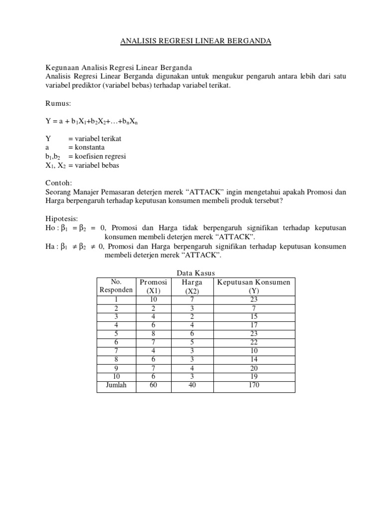 Contoh Soal Analisis Regresi Dan Korelasi Berganda ...