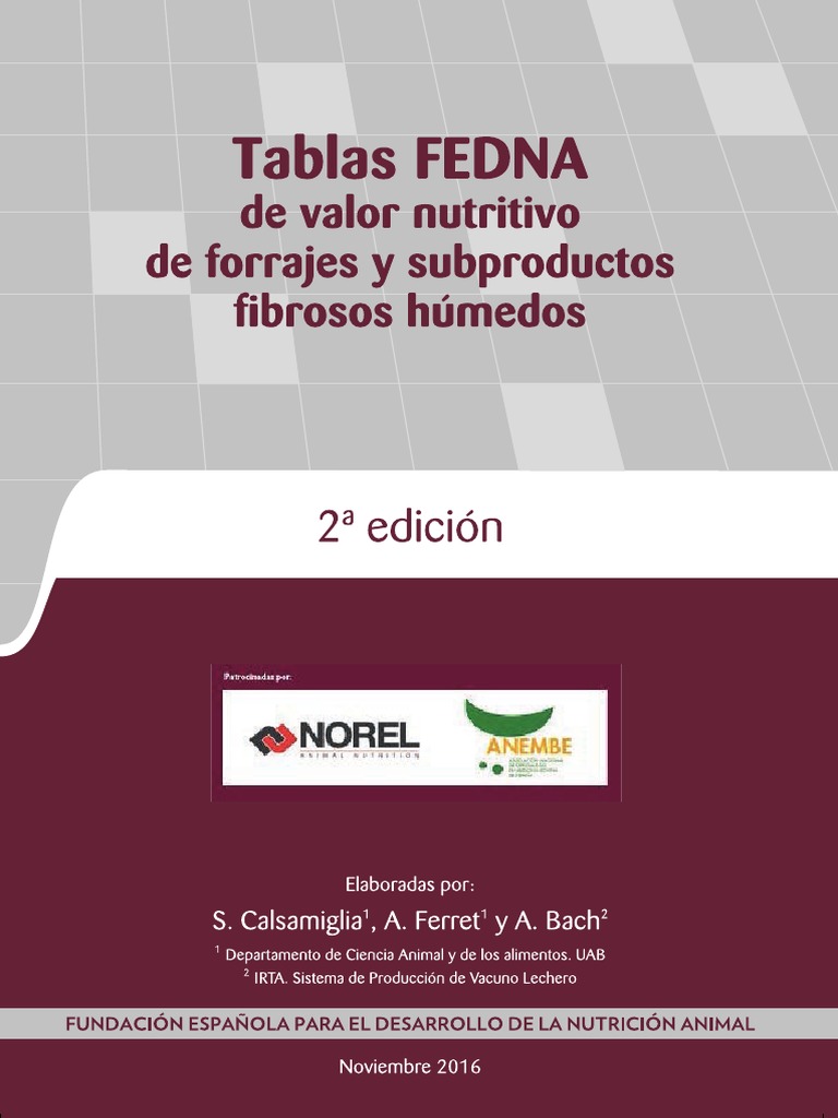Tablas  Forrajes Subphumedos PDF Cereales Agricultura