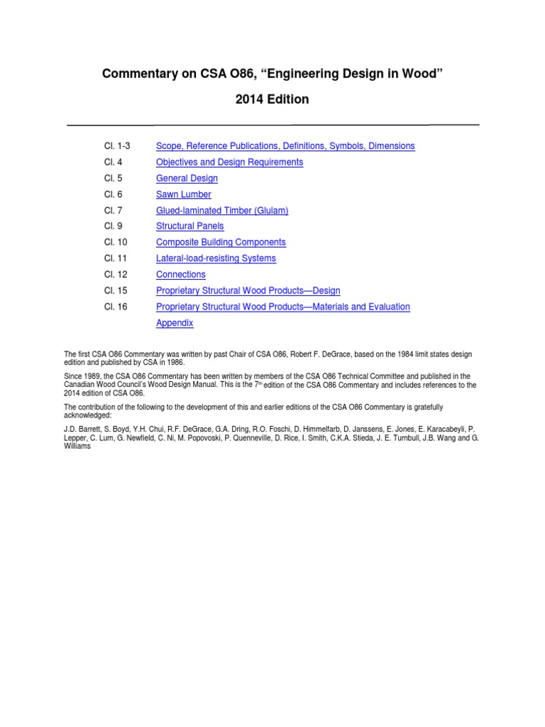 CSA O86 Commentary: Wood Design Insights | PDF | Lumber | Reliability ...