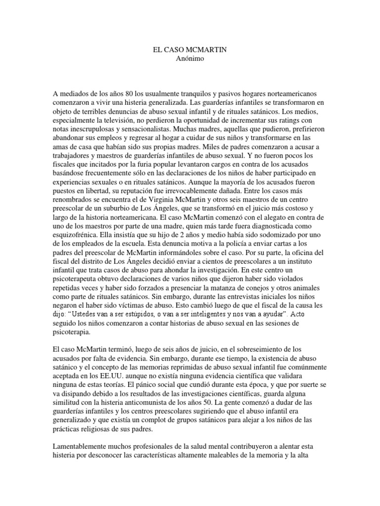 El Caso Mcmartin 2 PDF comportamiento abusivo Sociedad