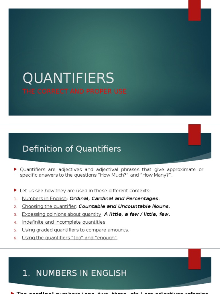 Quantifiers Grammar I PDF Fraction (Mathematics) Noun