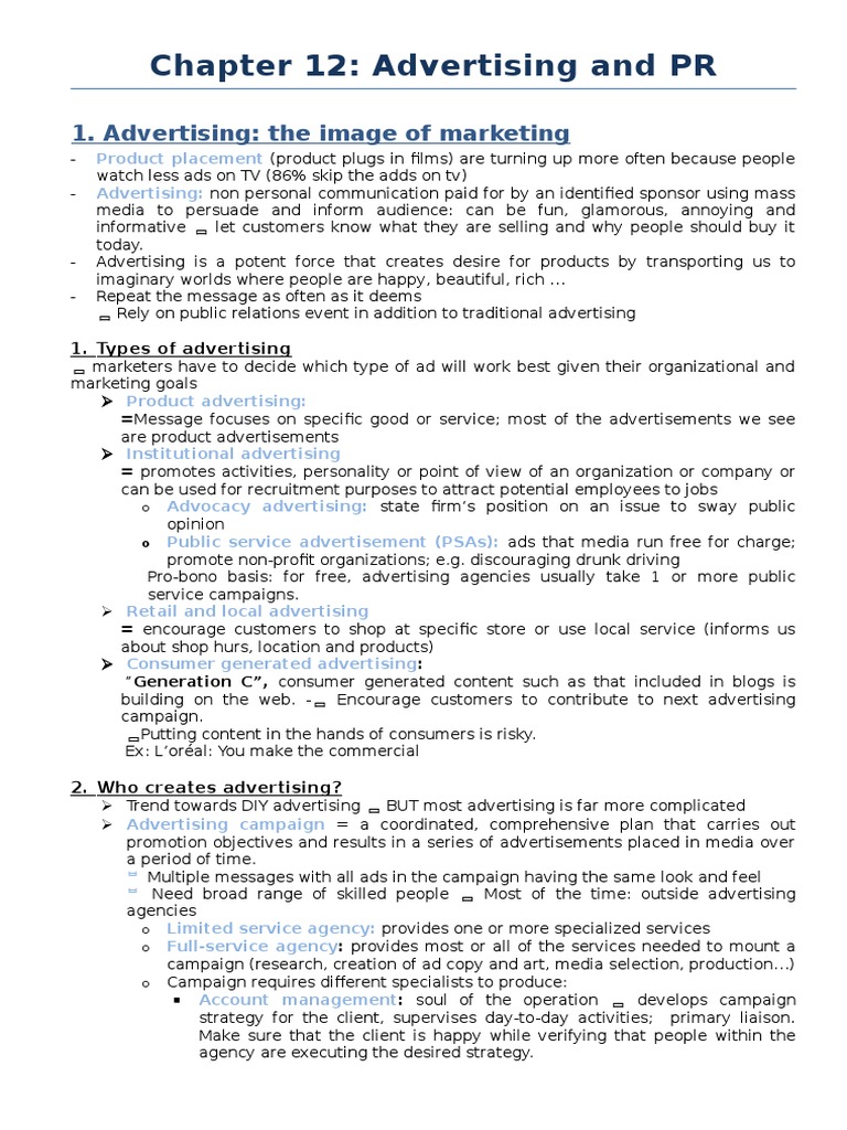 Chapter 12 Marketing Management | PDF | Public Relations | Advertising