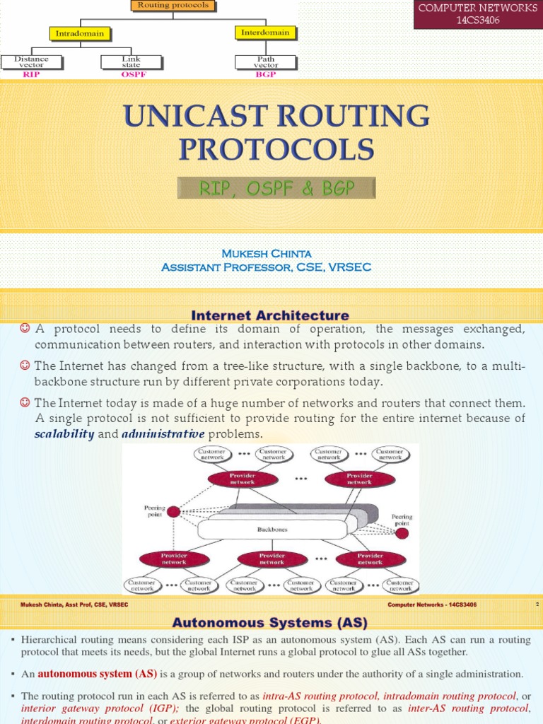 Unicast Routing Protocols Rip