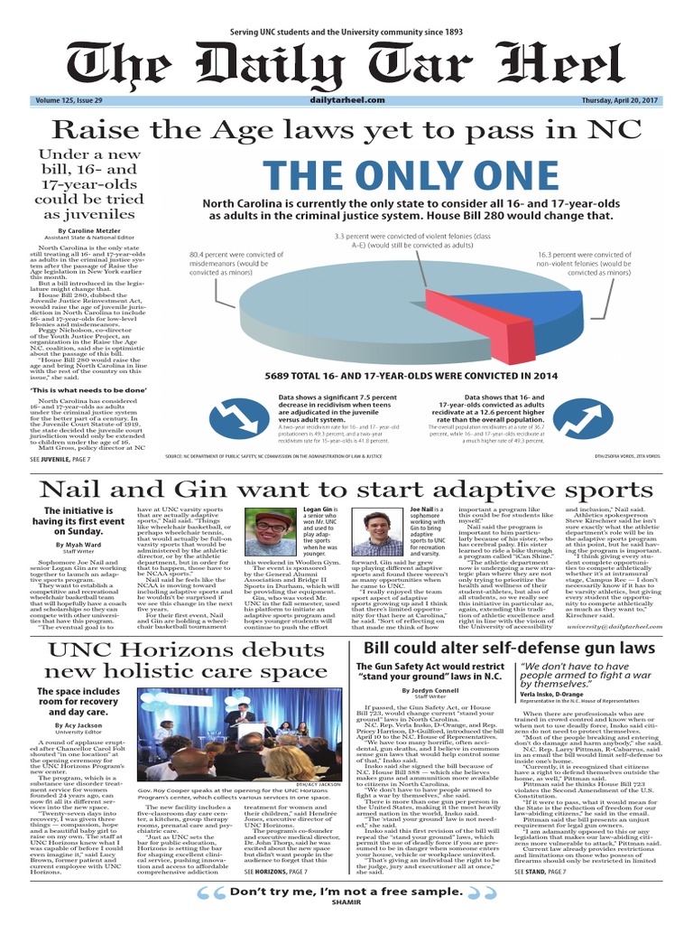 The Daily Tar Heel For April 20 2017 Download Free Pdf University