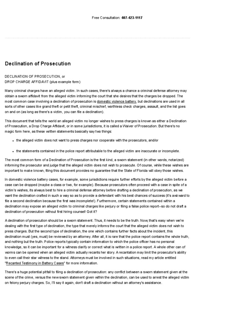 Declination of Prosecution __ Orlando Domestic Violence Battery