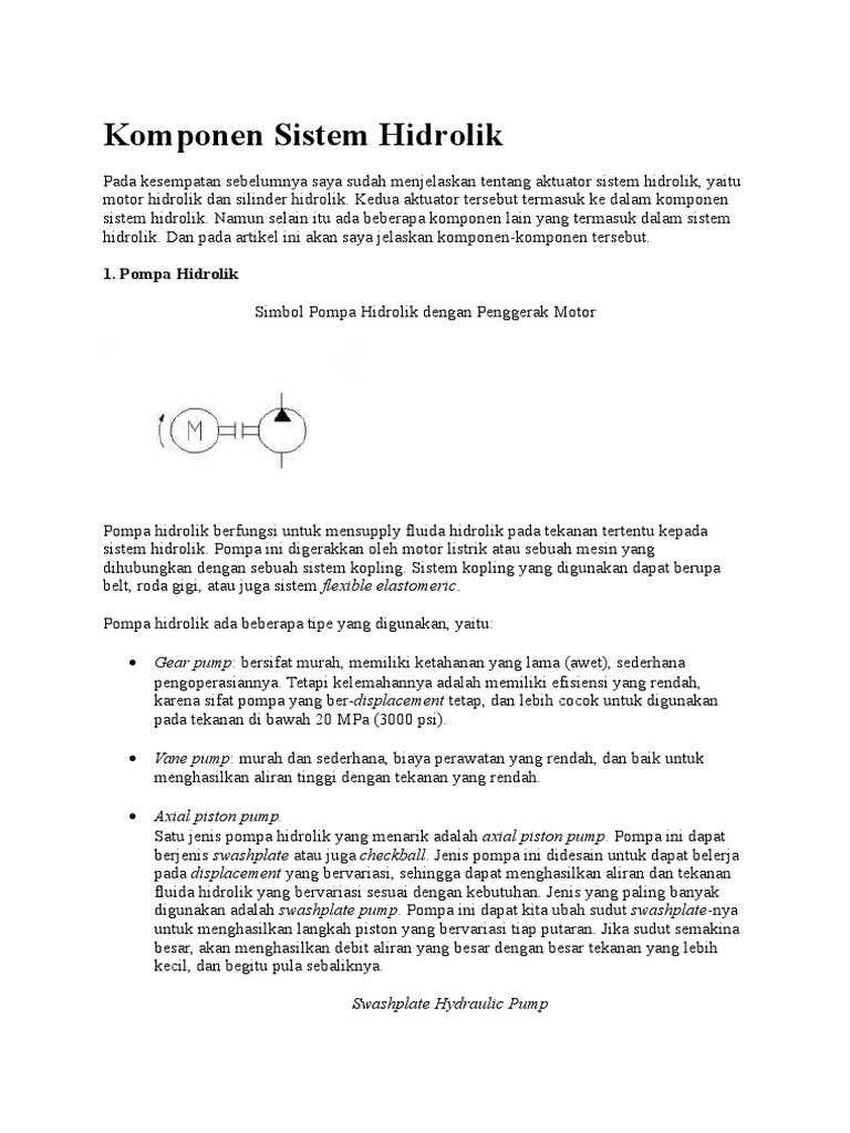 Komponen Sistem Hidrolik Pdf