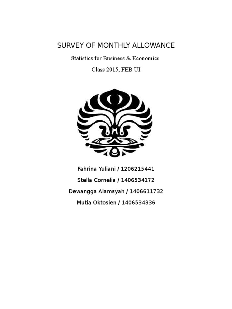 Survey of Monthly Allowance: Statistics For Business & Economics Class ...