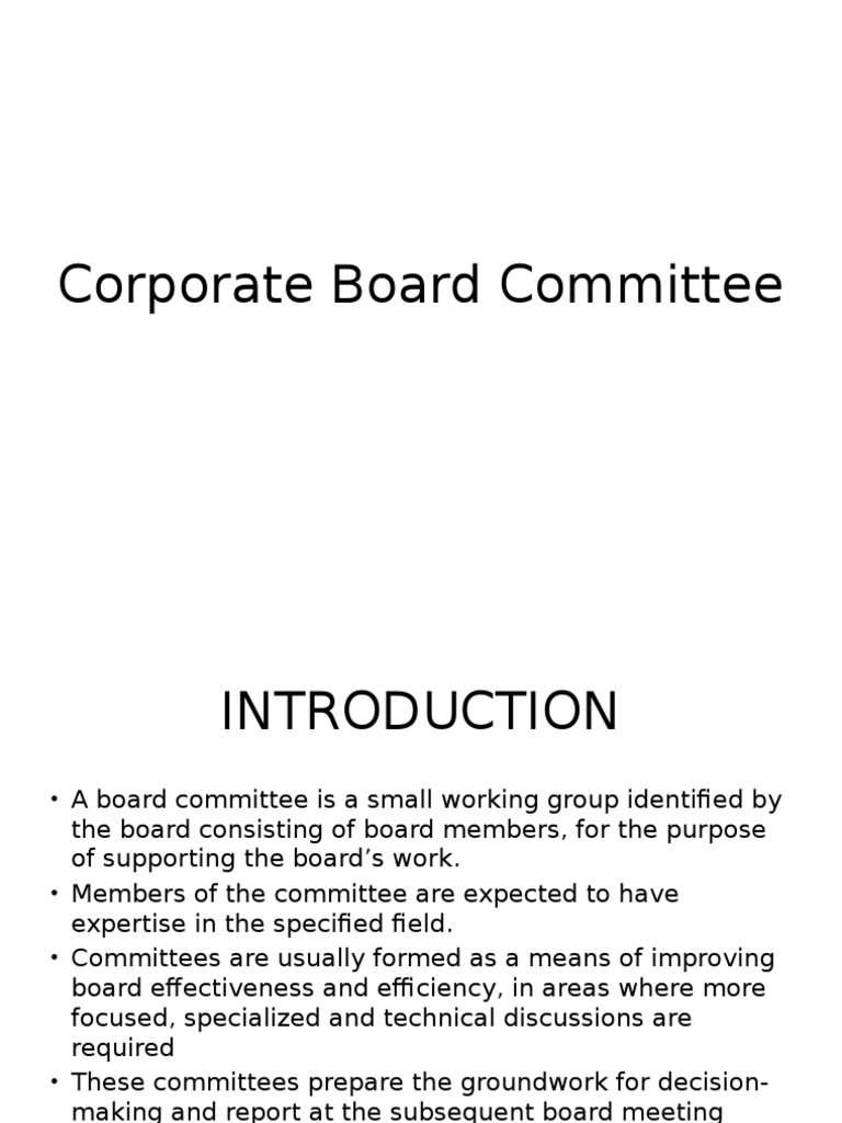 Corporate Board Committee.pptx Board Of Directors Committee