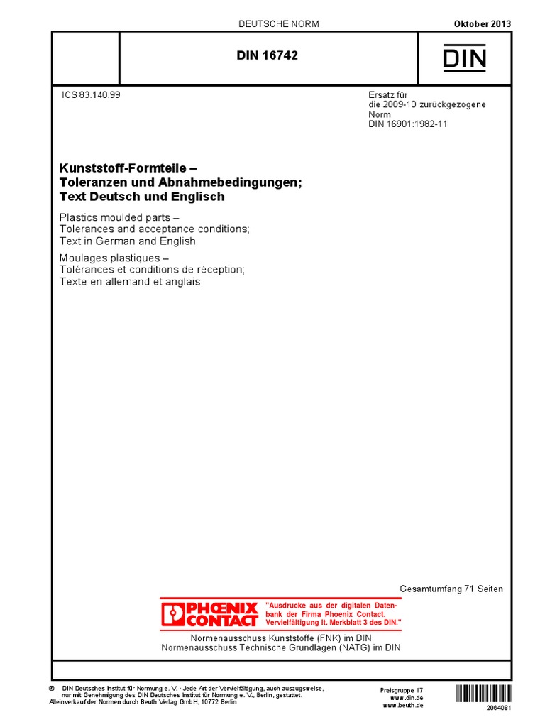 DIN16742-2013A Eng Plastics Moulded Parts Tolerance & Acceptance ...