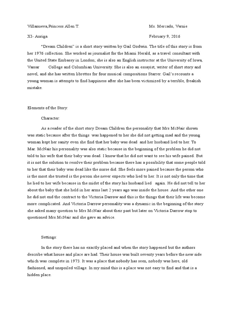 short story for critique essay