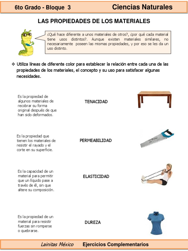6to Grado Ciencias Las Propiedades de Los Materiales