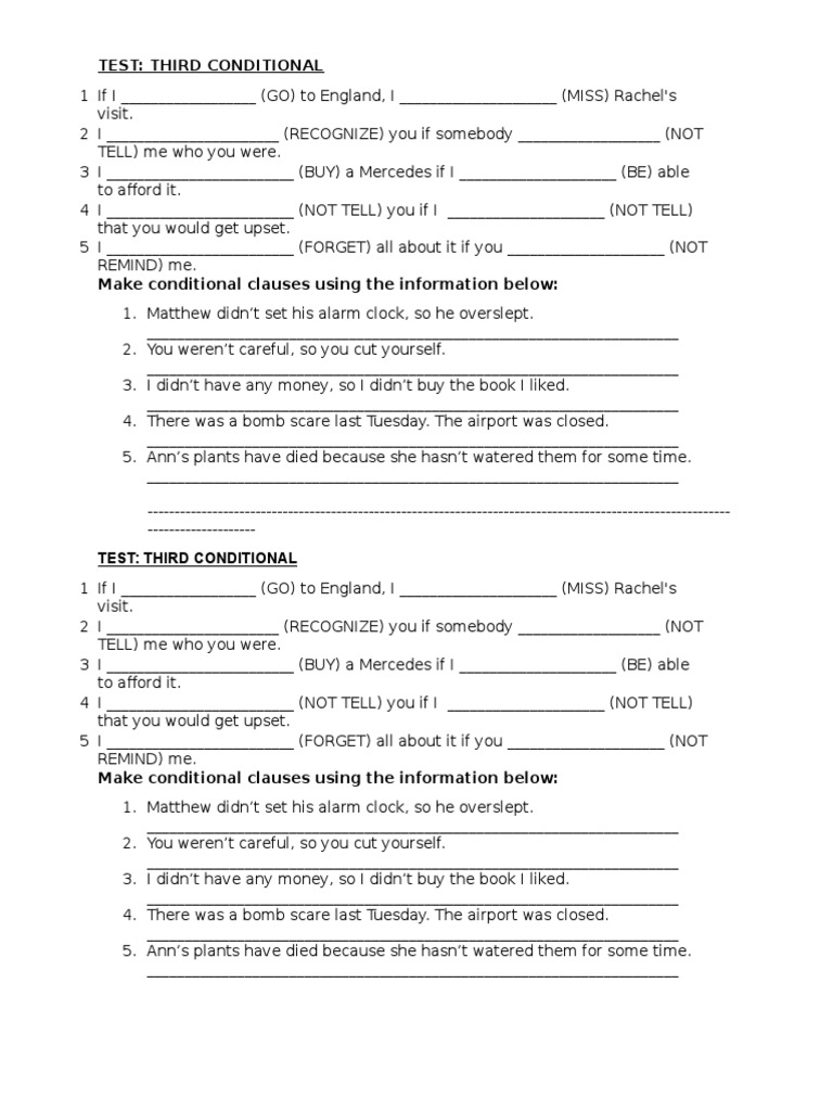 Test 3rd Conditional | PDF