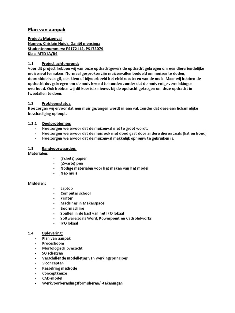 Plan Van Aanpak Muizenval PDF