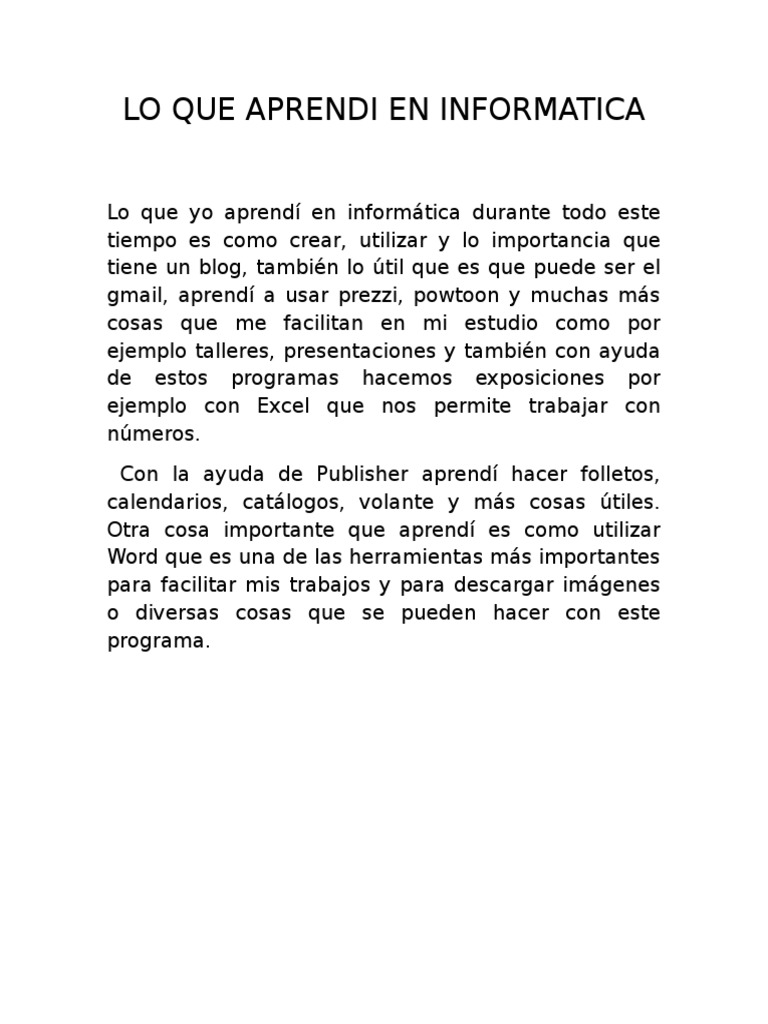 Lo Que Aprendi en Informatica PDF