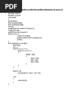 Implement and Analyse To Find The Median Element in An Array of Integers