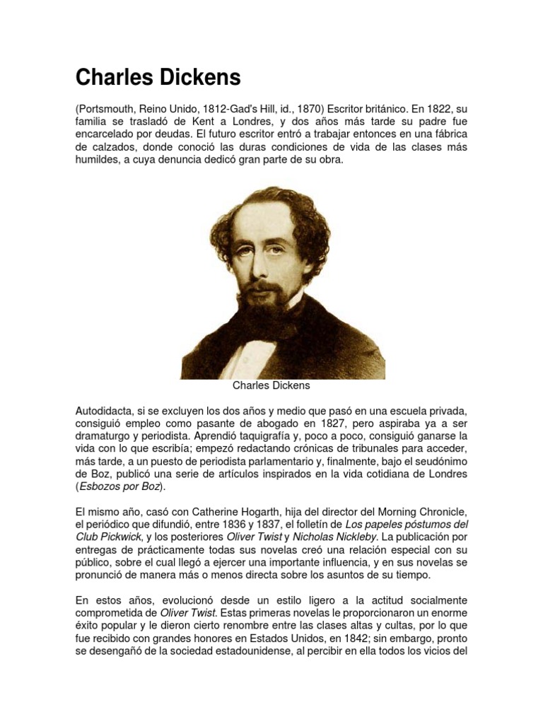 Biografia Charles Dickens Charles Dickens Ficción y literatura