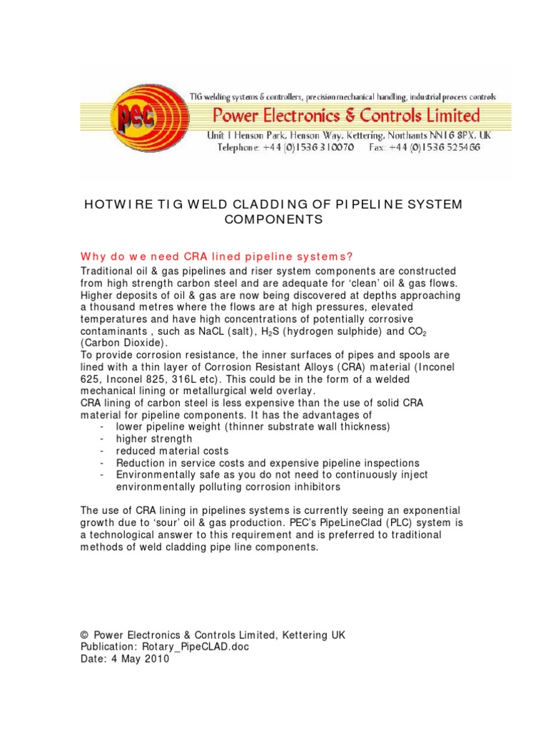 Rotary PipeCLAD | PDF | Pipe (Fluid Conveyance) | Welding