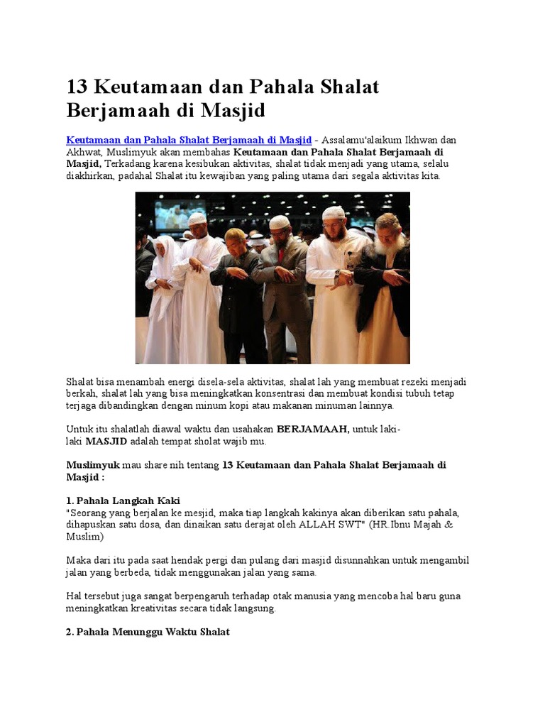 Keutamaan Salat Berjamaah di Masjid bagi Warga Desa Panimbang
