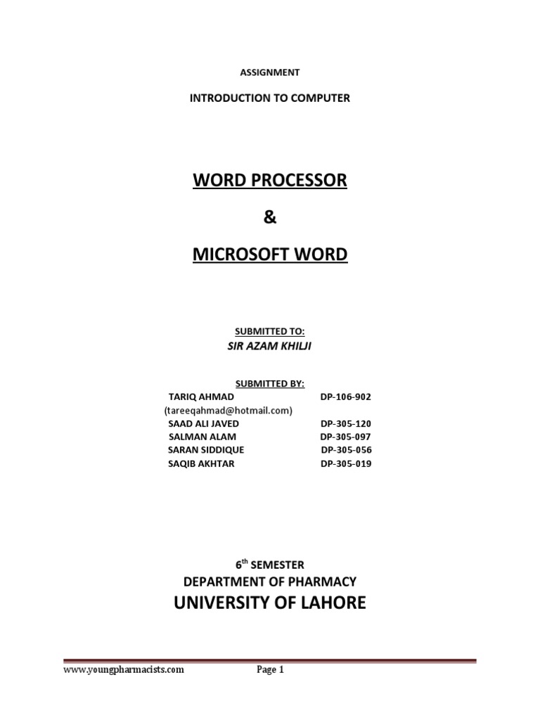 Word Processor & Microsoft Word: Introduction To Computer | PDF | Word ...
