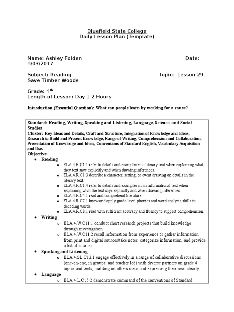 Grade 4 Reading Lesson Plan | PDF | Reading Comprehension | Reading ...