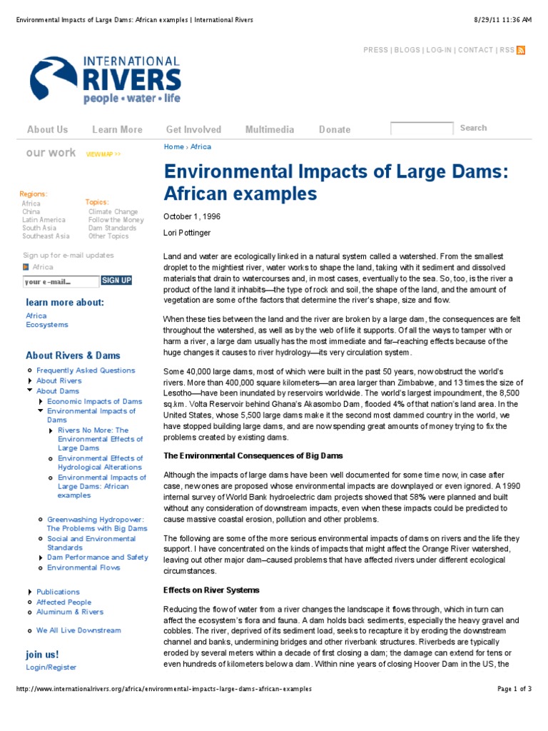 Environmental Effects of African Dams | PDF | River | Dam