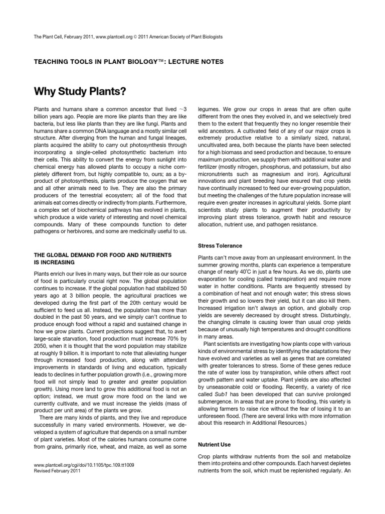 Why Study Plants | PDF | Plant Pathology | Plants