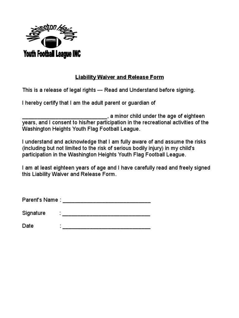 Liability Waiver Form | PDF | Politics | Social Science for Free Printable Liability Waiver Form