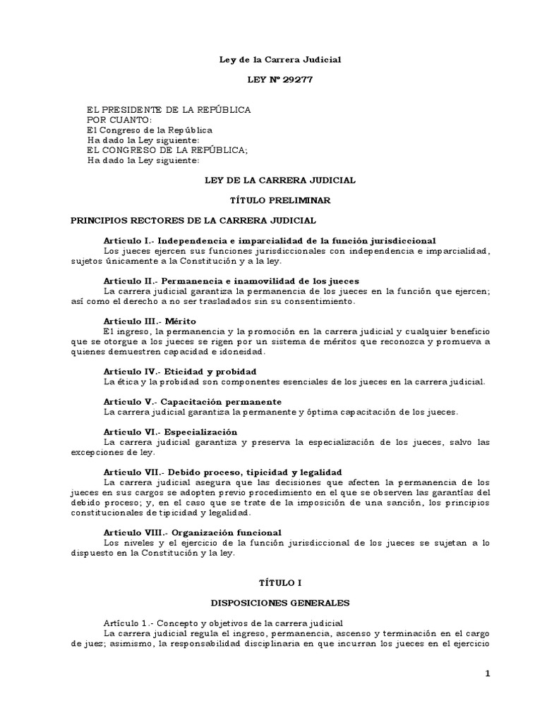 Ley de La Carrera Judicial PDF | PDF