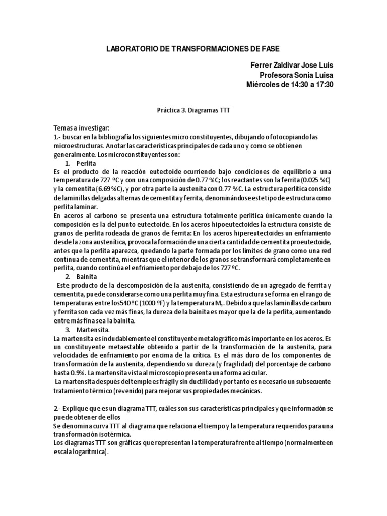 Diagramas TTT Tratamientos Termicos | PDF | Tratamiento a base de calor ...
