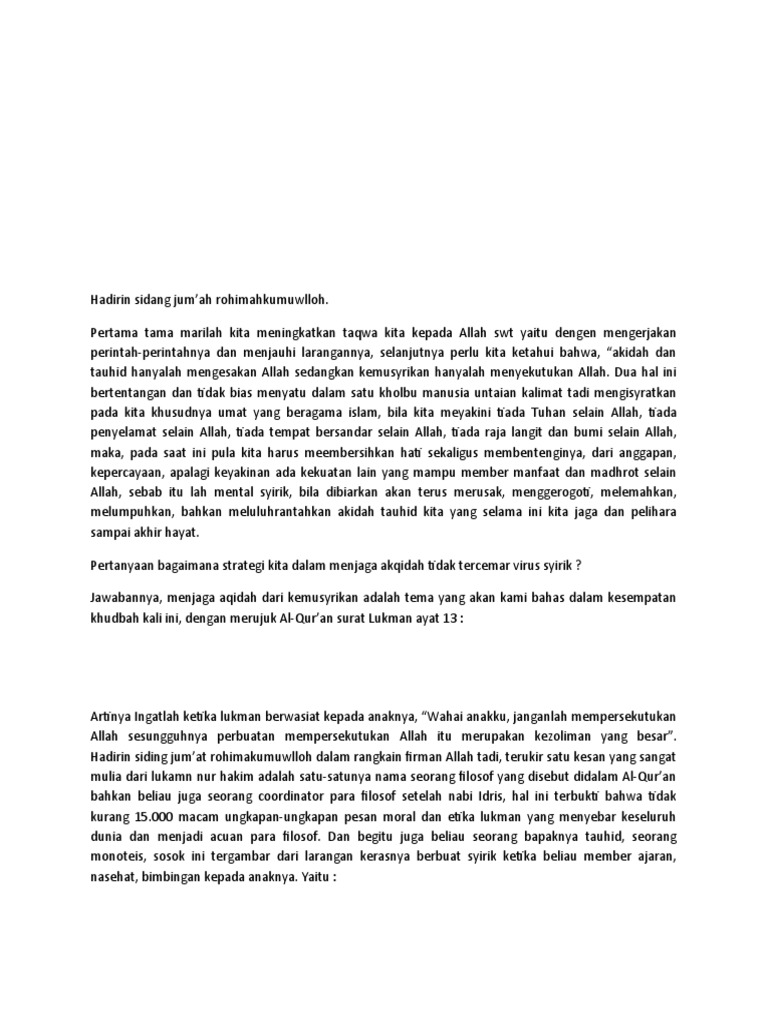 Pidato Sholat Jum At