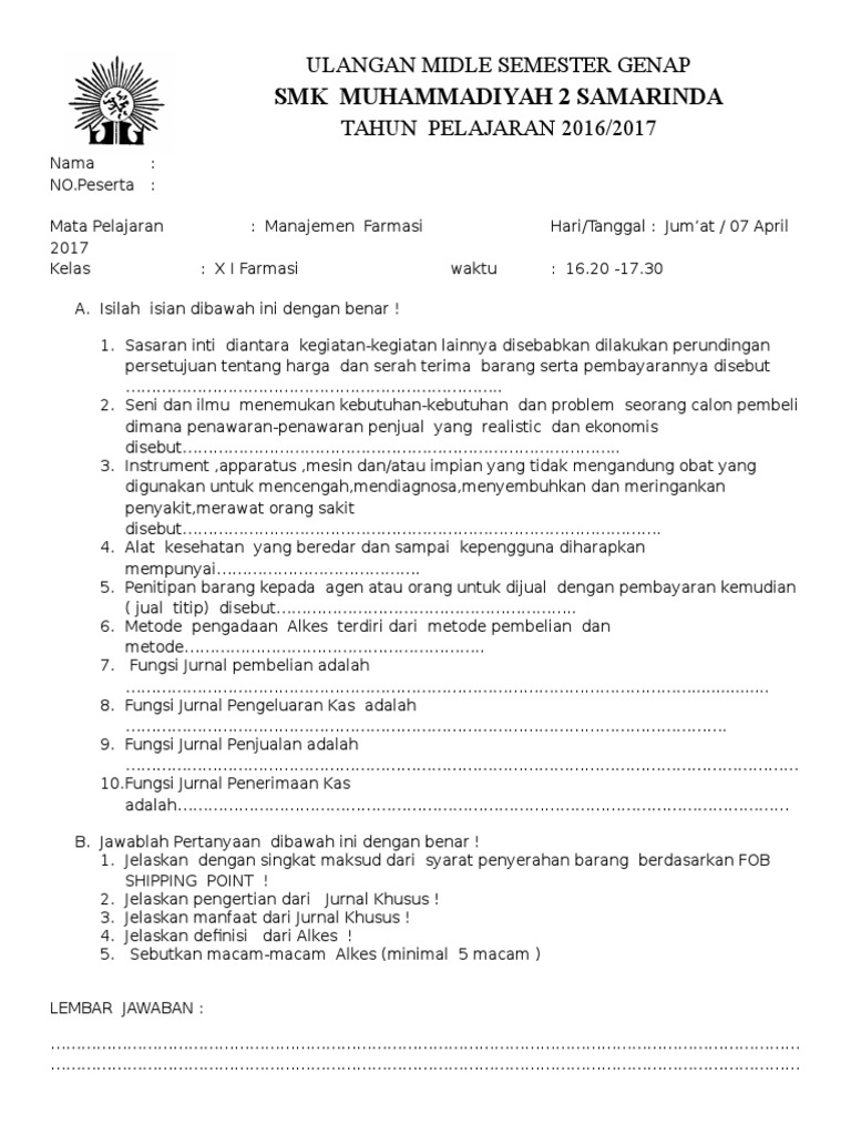 Manajemen Farmasi Kls Xi