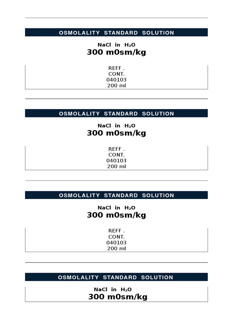 OSMOLALITY Standard Solution | PDF